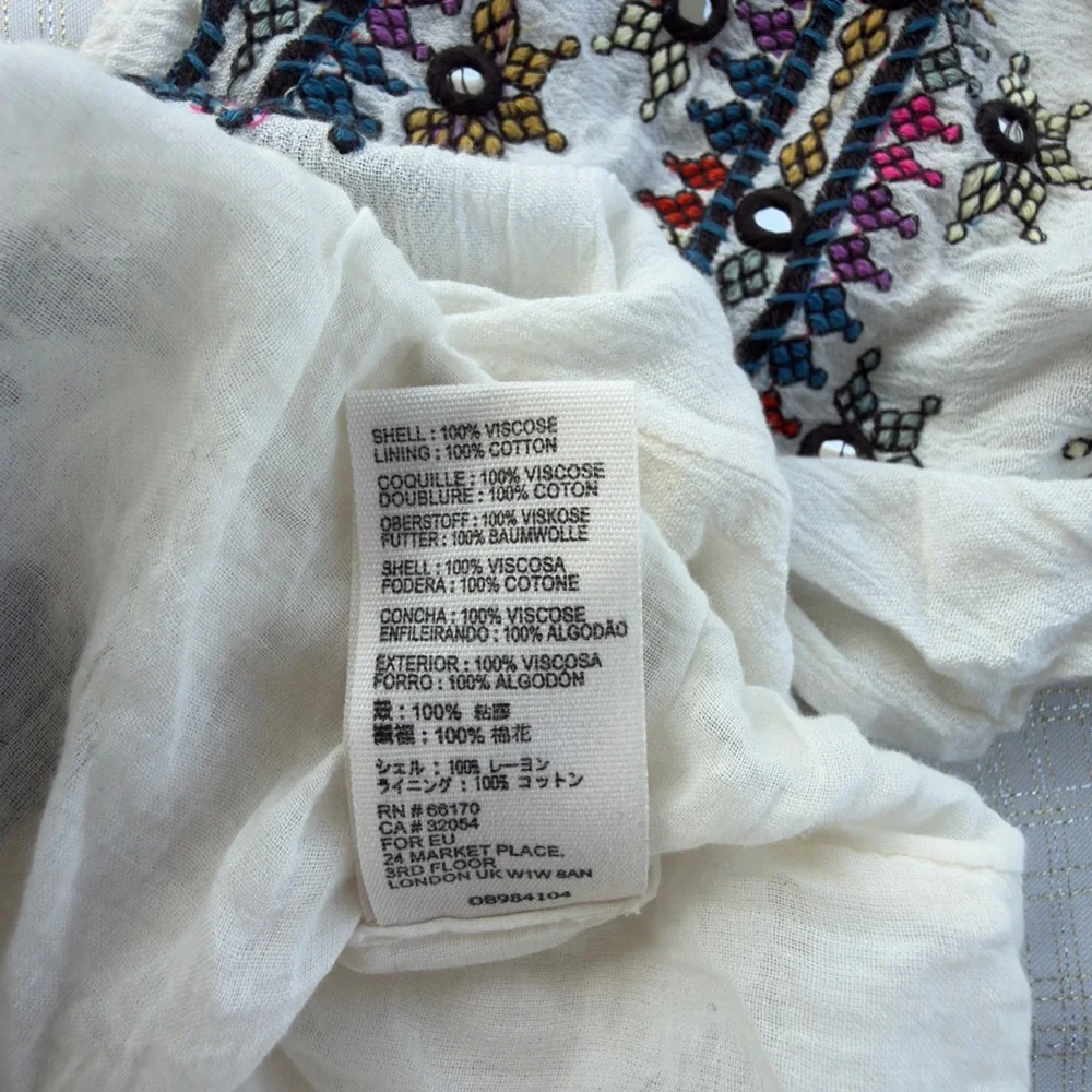 Free People Aurora Embroidered blouson top cropped boho - Picture 8 of 10